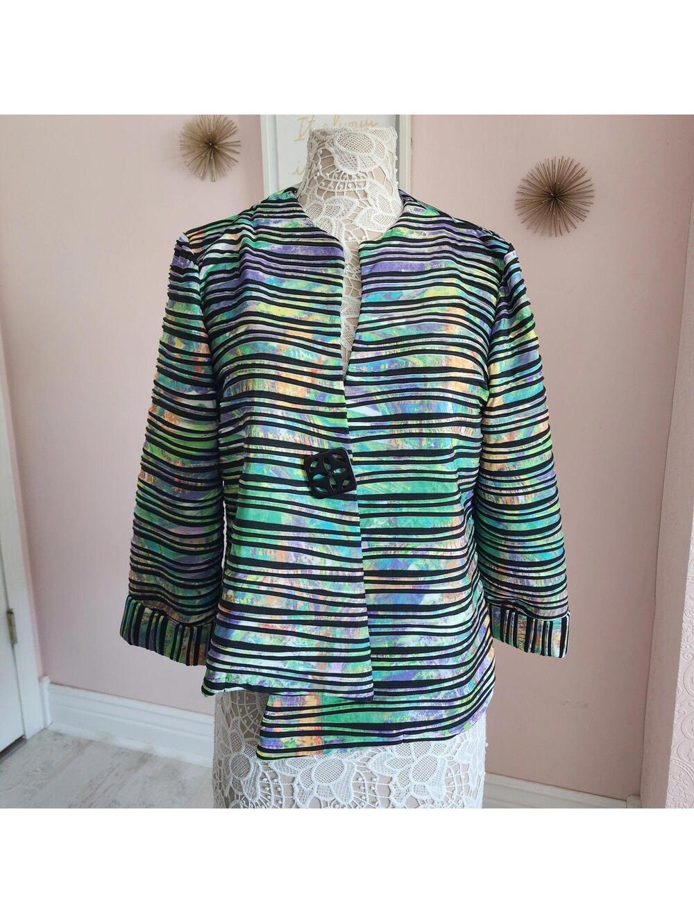 Flawless Multiples colorful shirt jacket like blouse unique L